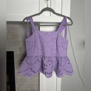 J. Crew Lilac Eyelet Peplum Blouse| size 4